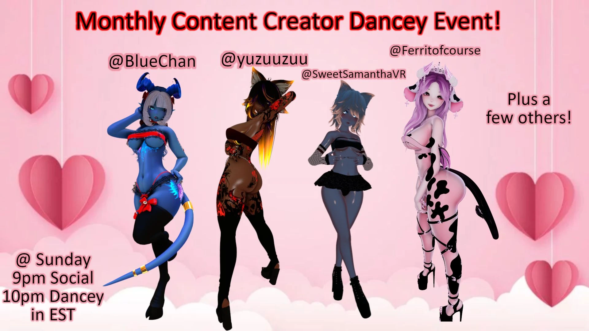 Monthly content creator dancey event sunday march 2nd 9pm est it s 