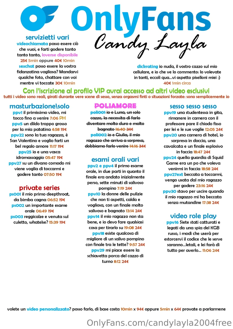 La lista aggiornata dei miei contenuti bacini layla ps sono due pagine 