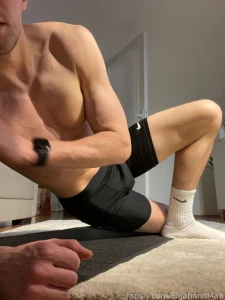 It was a hot cooldown after a home training cumshot cum anal gay