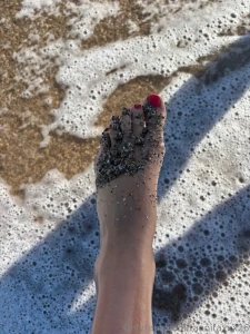 The feeling of sand on my feet