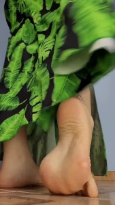 Full video 4 min on masmr leafy long dress turning around showing feet