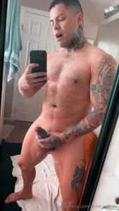 Stroking my hard cock with my favorite toy who wants to cum with me