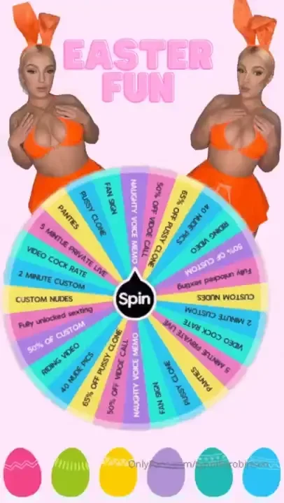 Easter wheel 1 spin 15 2 spins 25 3 spins 35 4 spins 45 only available 