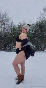 Enjoy me braving the snow in lingerie and with my tits out just for part 2