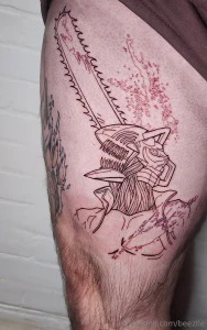 One of my leg tattoos that i need to finish buut a new one just sounds