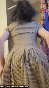 Like those photos but in video form pulling up my new dress showing my