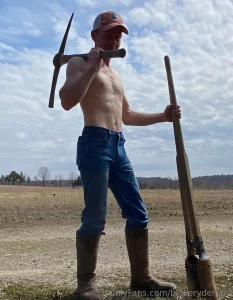 Farm work blue skies and a twink