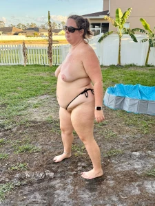 Happy humpday got some time outside today wearing just my tiny bikini part 14