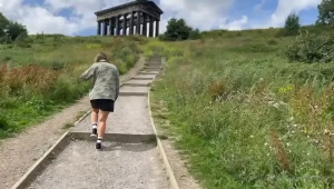 Vlogging stretching at penshaw monument