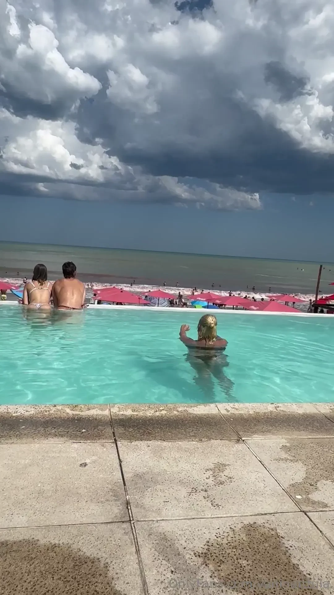 Enjoying a day at the pool in front of the beach while i tan part 1 