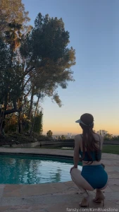 Outdoors pool poolside bikini sunset