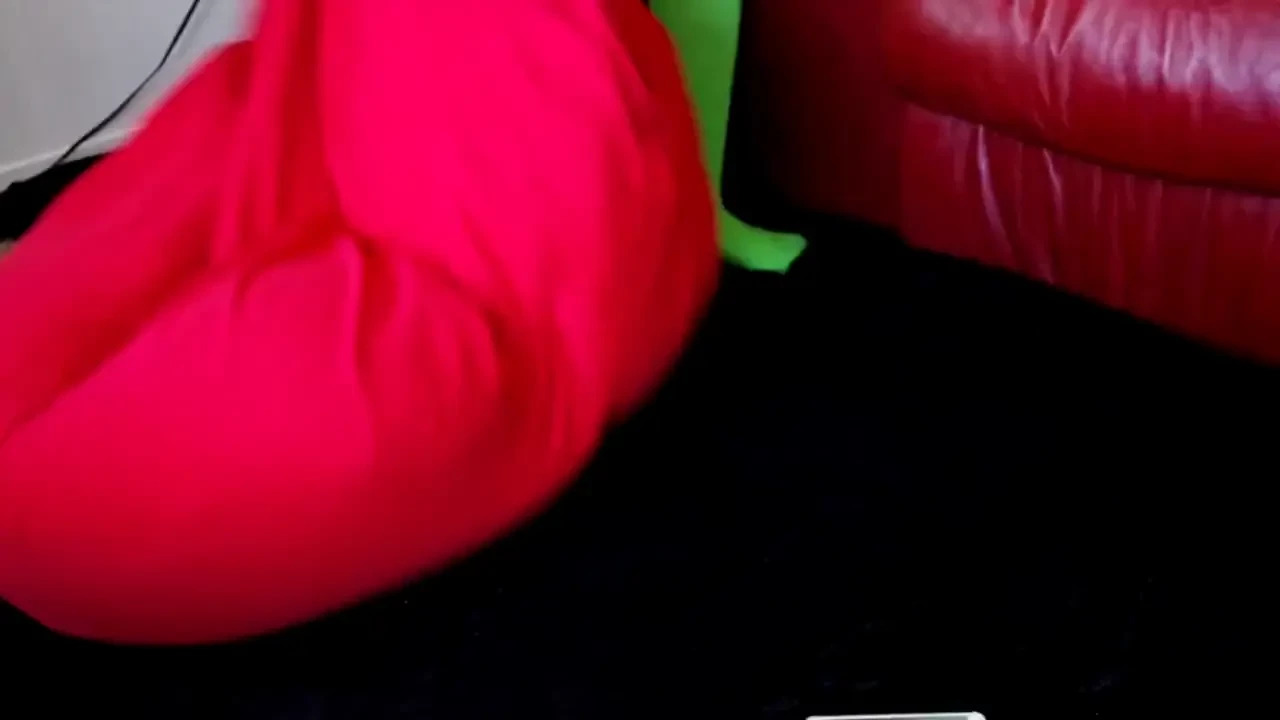 Red leather under my brown pussy at the end of my bean bag hump i 