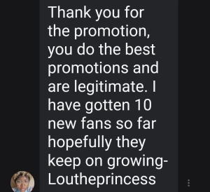 Thank you so much loutheprincess for the promo review