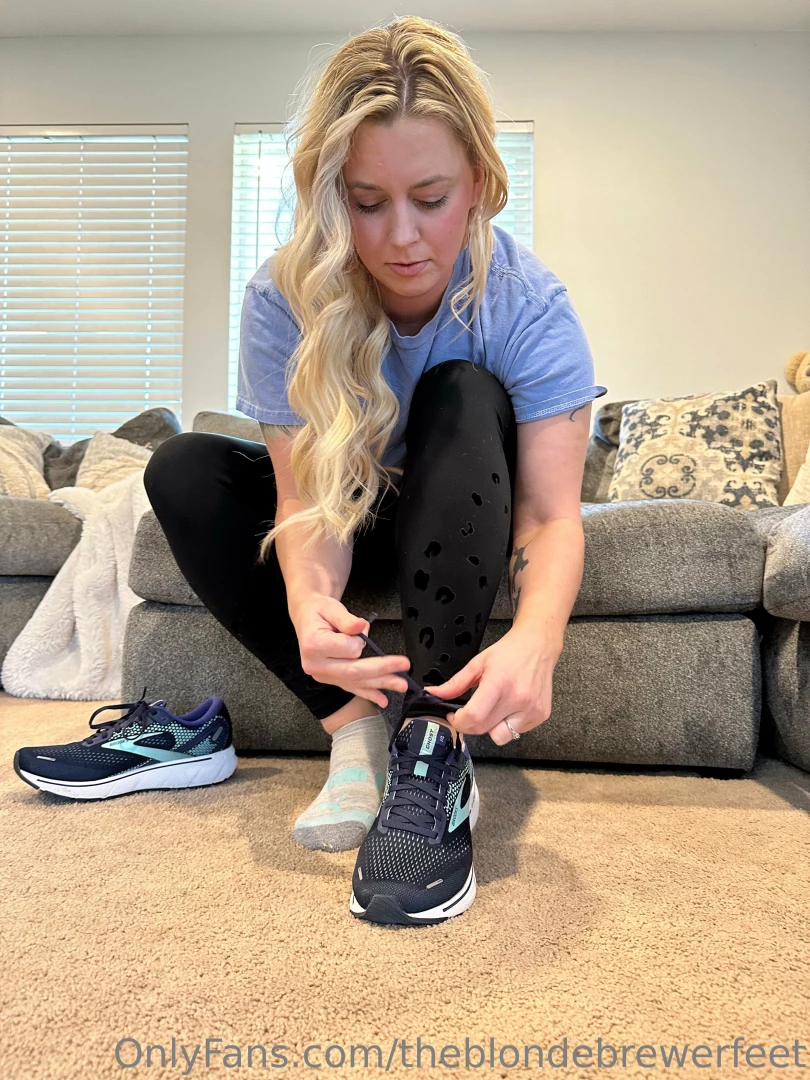 Lacing up for a run 