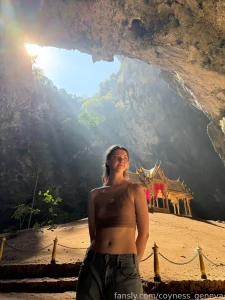 I m all wet because i was climbing the mountains to this temple hahaha