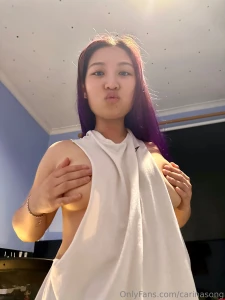 Do you want to touch an asian boobs go ahead and touch mine i won t