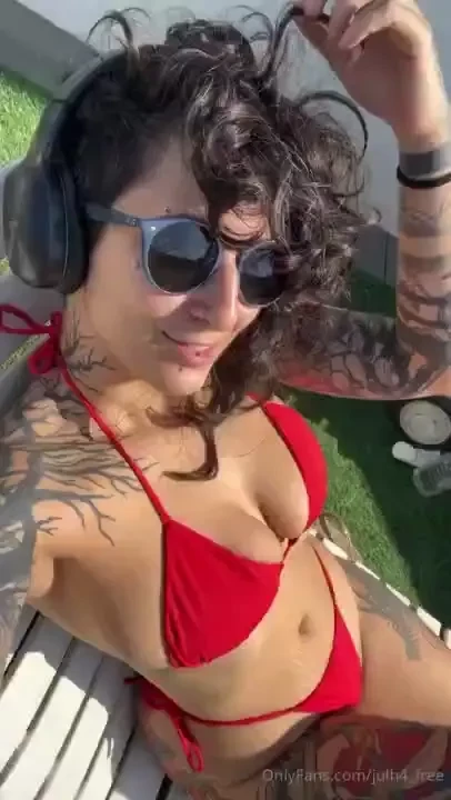 Red bikini and sunbathing 