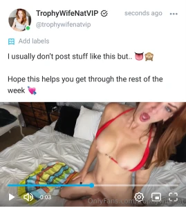 Posted something crazyy to my vip wall trophywifenatvip cum watch and