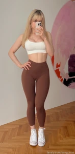 Another photo cameltoe blonde cute fit leggings tits ass legs