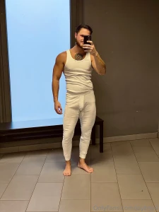 Gm layering up for cold temperatures after sauna in the morning