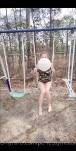 I think were both too big for this swing but we make it work