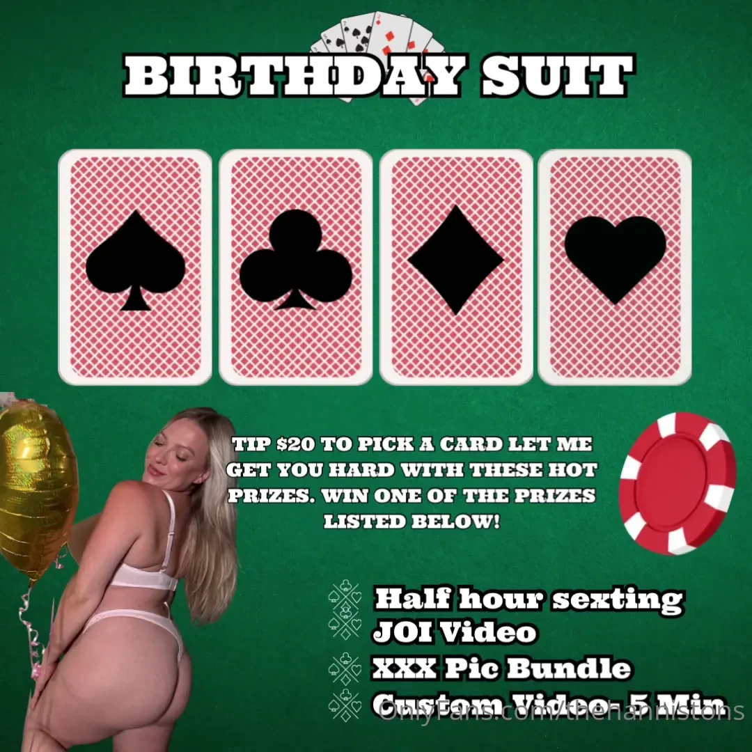 Birthday suit game tip 20 or 2 for 35 to pick a card and let me get 