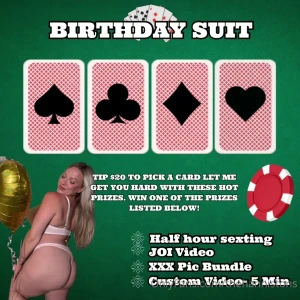 Birthday suit game tip 20 or 2 for 35 to pick a card and let me get
