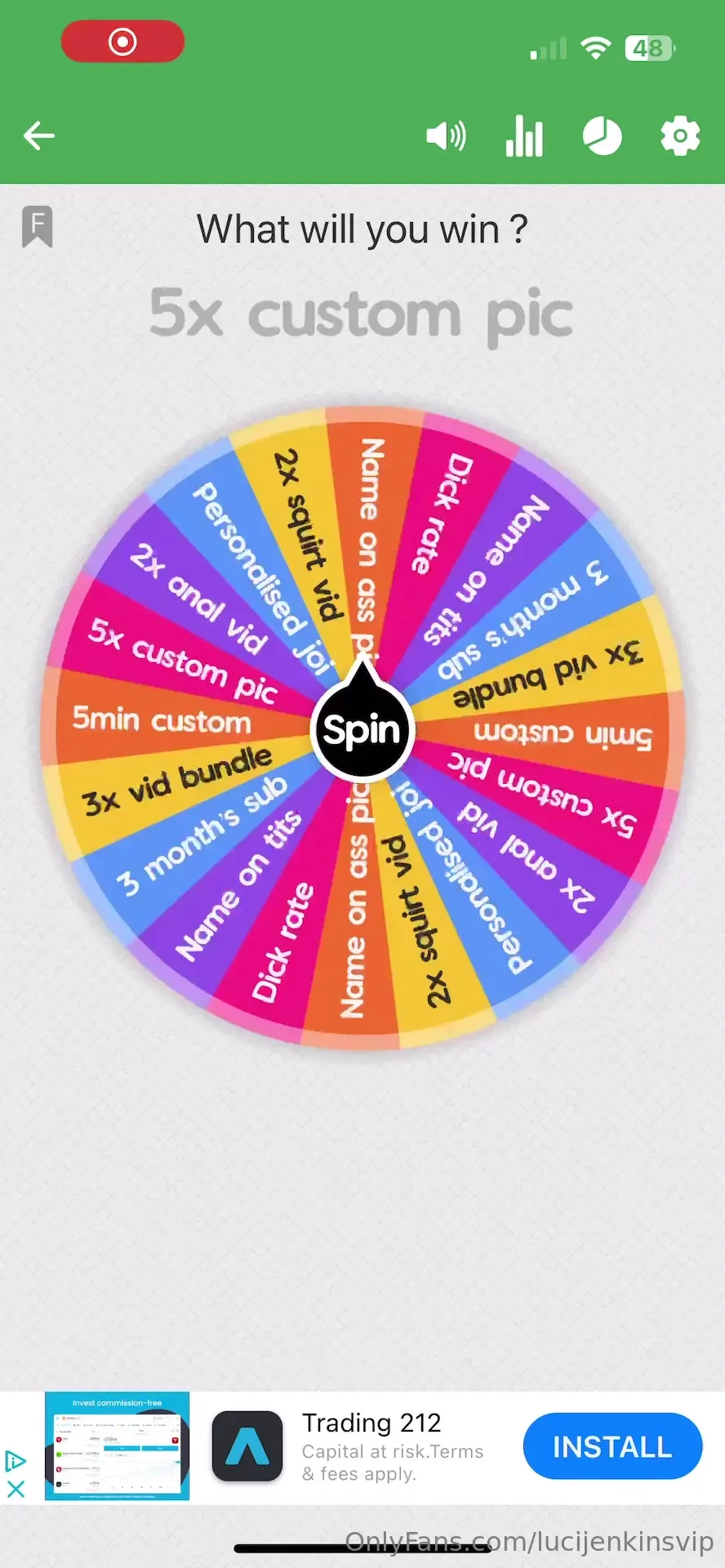 Do u wanna spin my wheel it s only 8 this weekend tip this post 8 and 