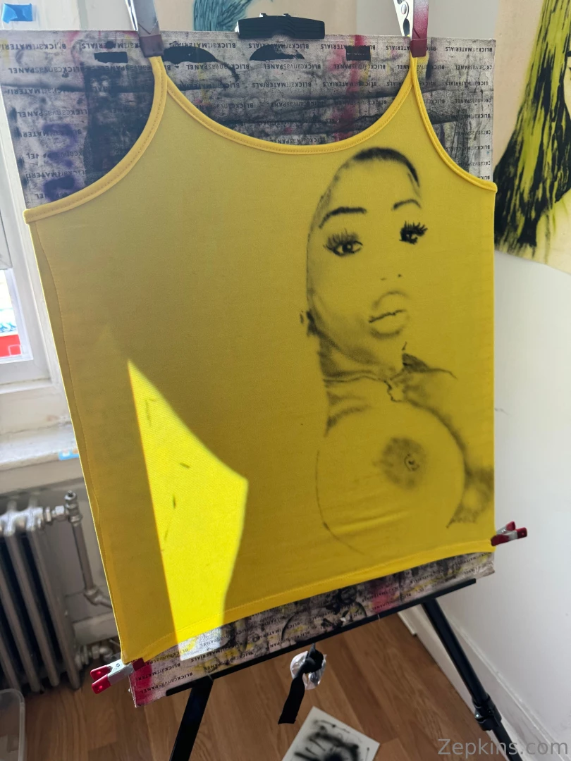 My friend airbrushed my zitties on a yellow cami amp i m obsessed 