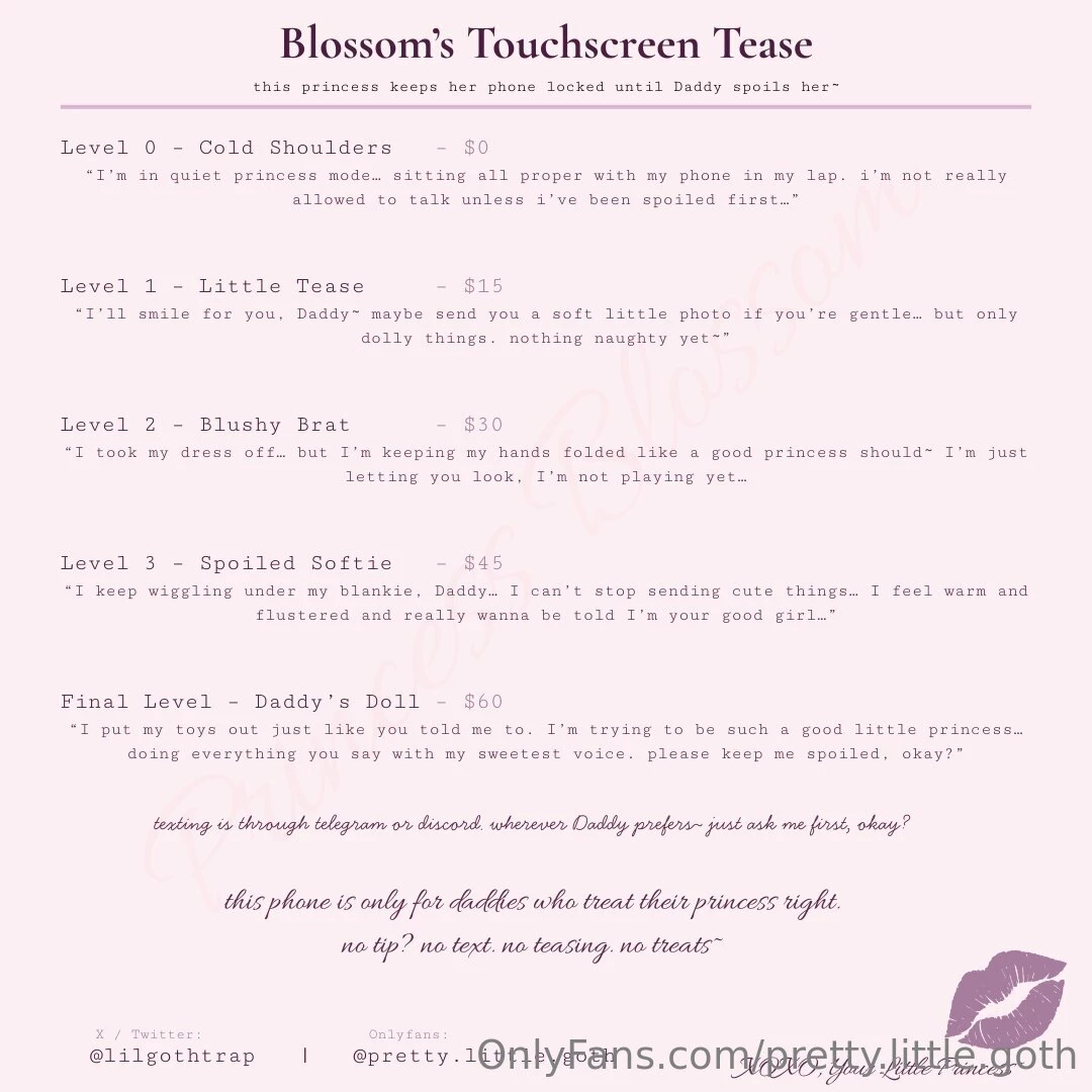 Updated my menus daddy they re all soft n pretty now just like me go 