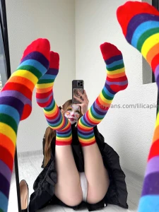 These rainbow stockings make me feel like i could bite someone and