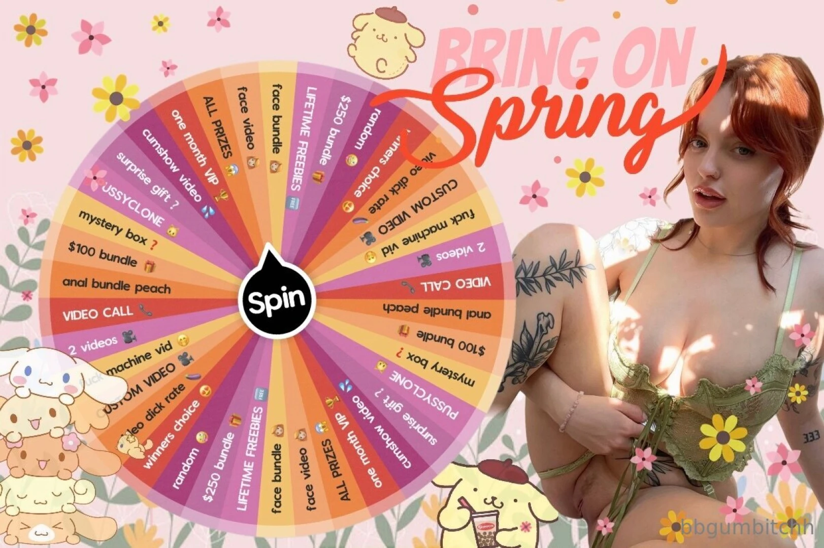 Spring wheel win all prizes custom content pussy clones and more try 