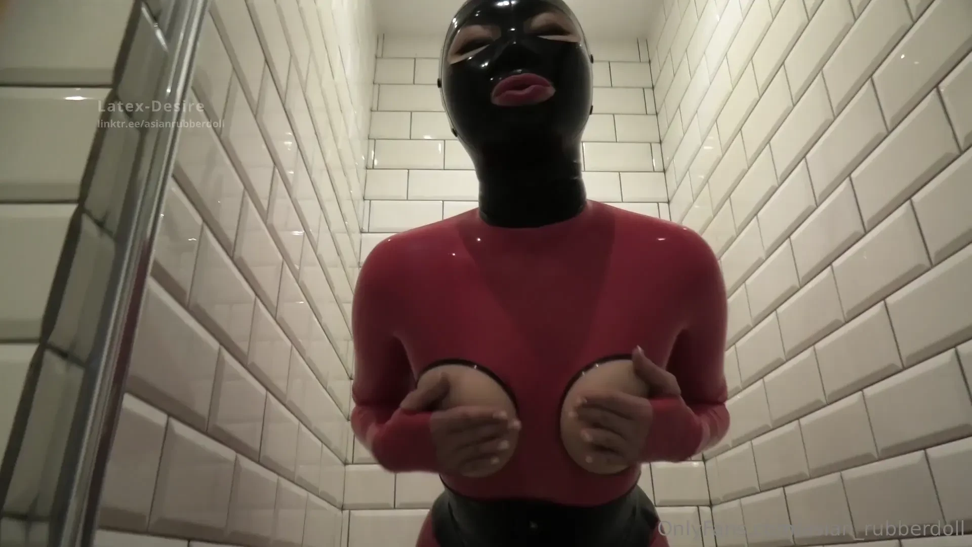 The rubberdoll for you in the shower -the rubber doll strips off the 