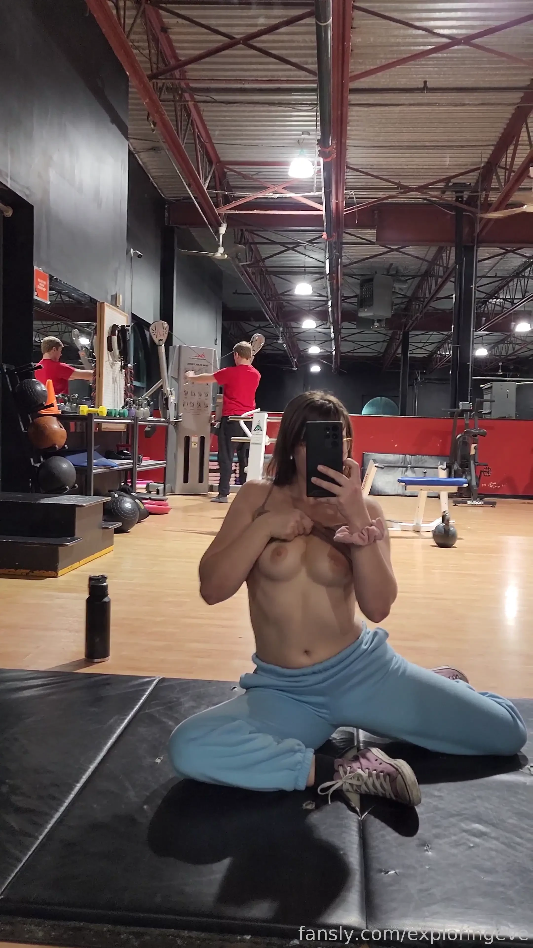 Gym flashing the second video with the unsuspecting guy in the part 1 