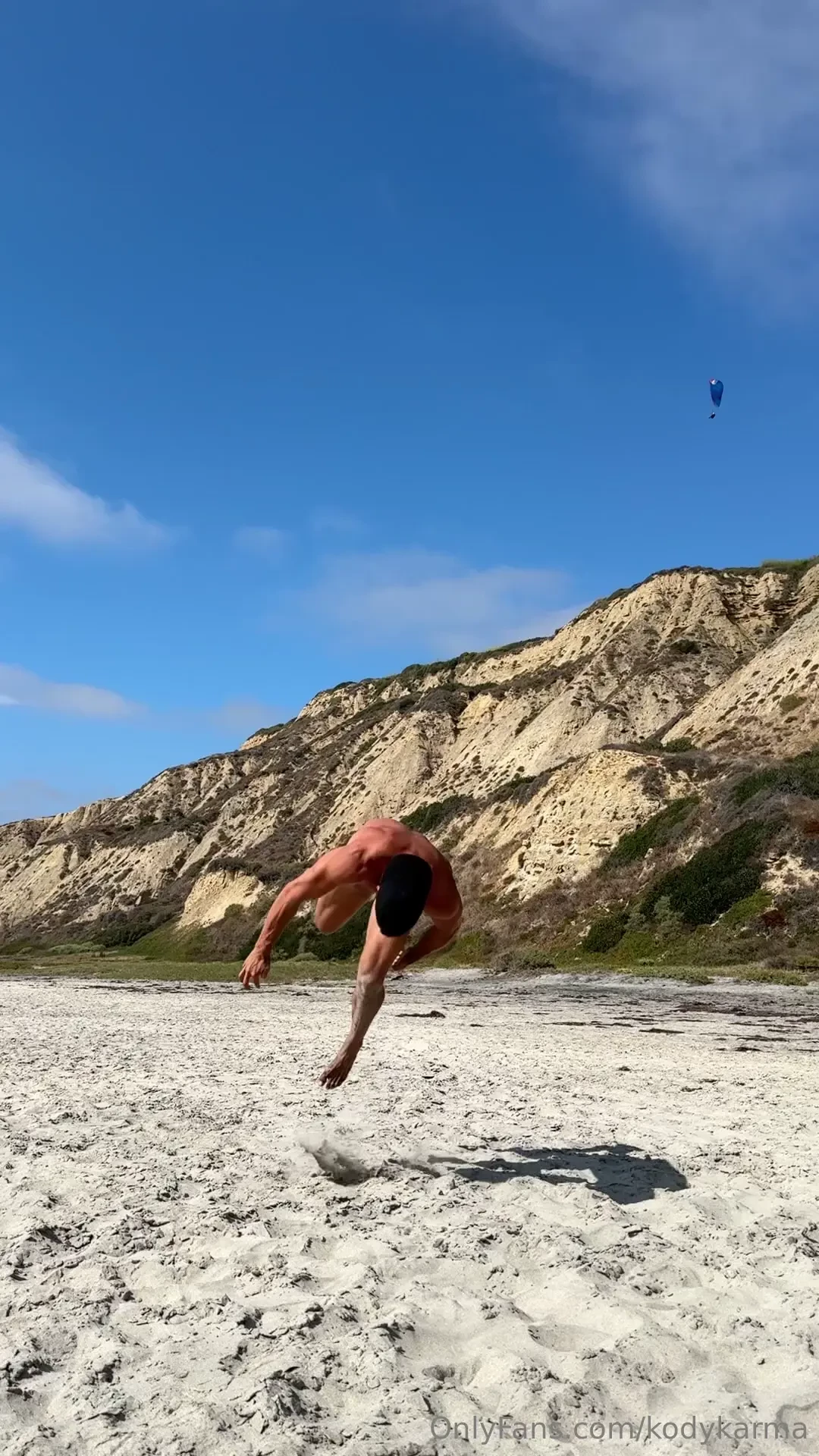 Naked frontflip in slo mo the sand took away all my jump 