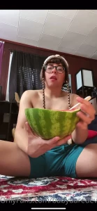 All of this watermelon just for me and then i made a mess
