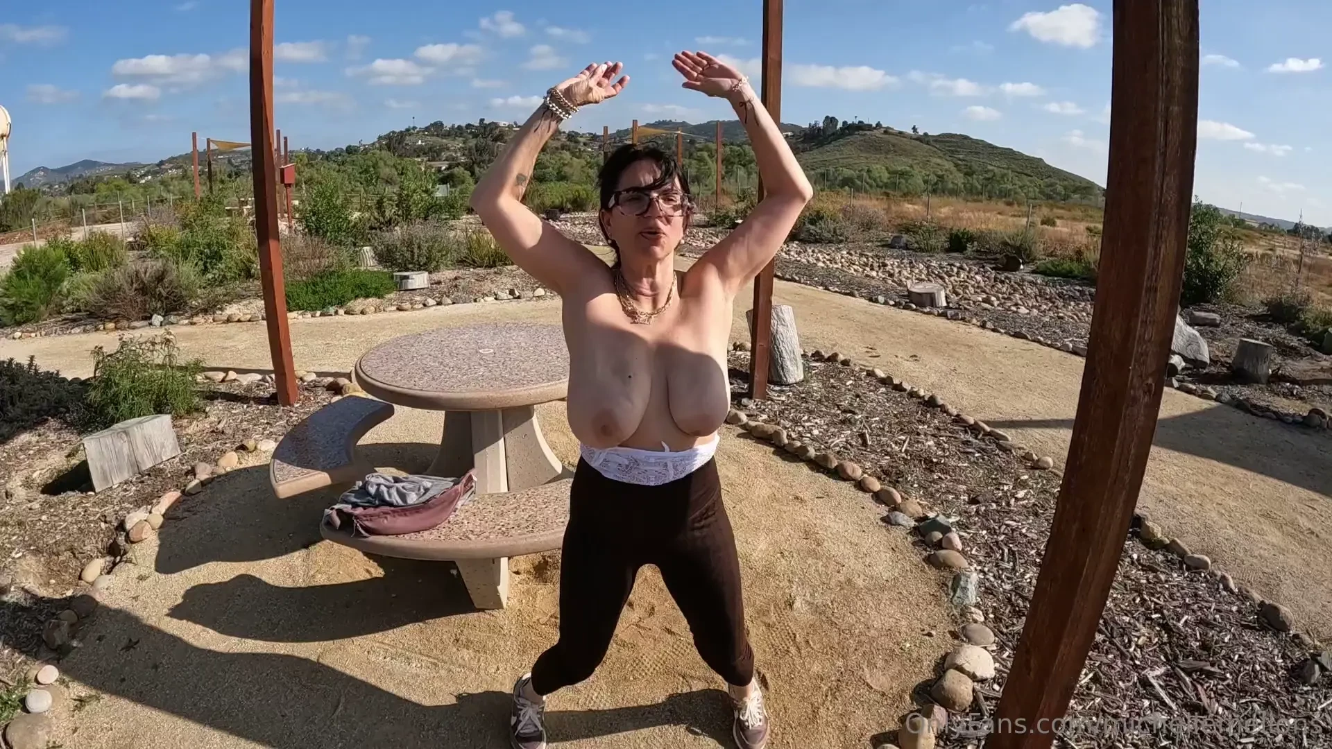 Topless jumping jacks outdoors and showing my ass huge natural 40 dd s 