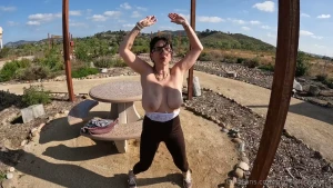 Topless jumping jacks outdoors and showing my ass huge natural 40 dd s