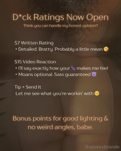 D ck ratings now open you show me yours i ll tell you exactly what i