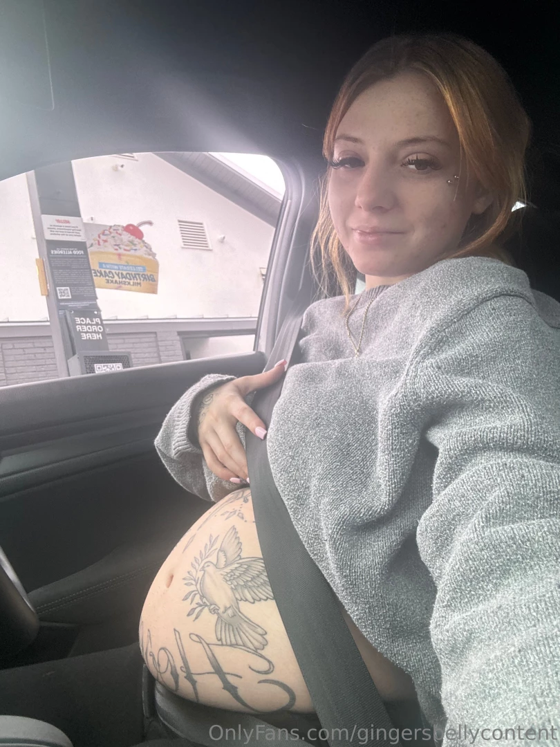 Huge belly in the car 