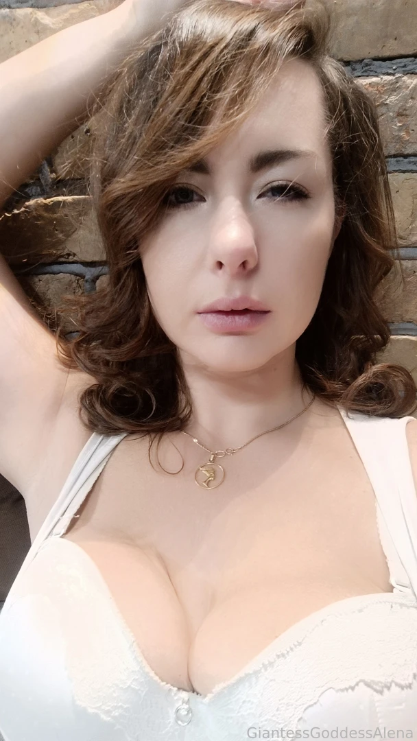What does my gaze tell you brunette cleavage giantess goddess 