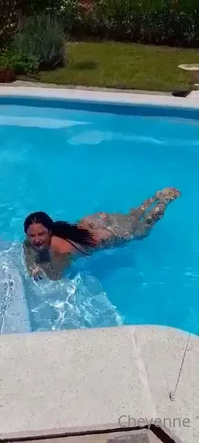 Being a mermaid in the pool 