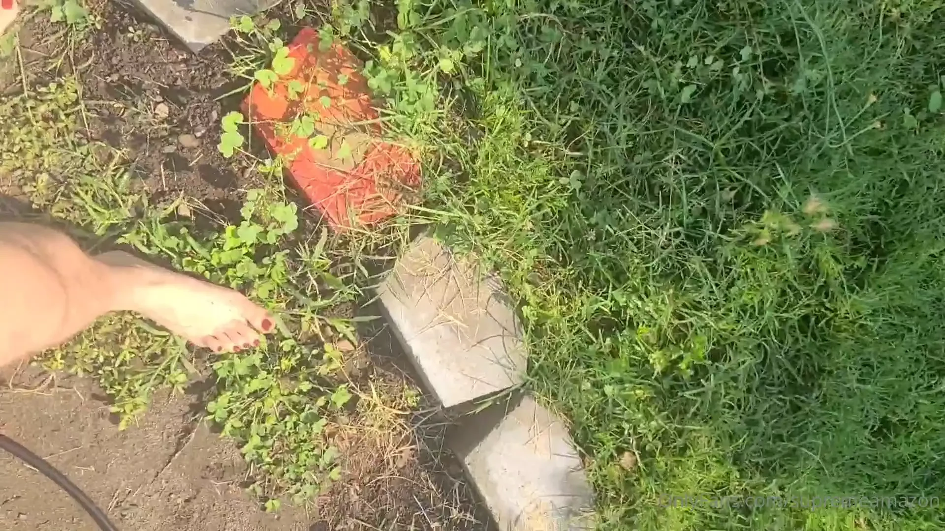 Cleaning my dirty feet after walking about in the garden like if you 