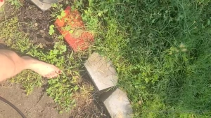 Cleaning my dirty feet after walking about in the garden like if you