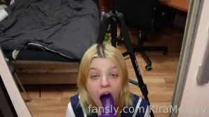 Look at my eyes deepthroat dildo facefuck young 18 schoolgirl
