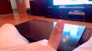 Big cumshot over the black table video taken from a private sex show i
