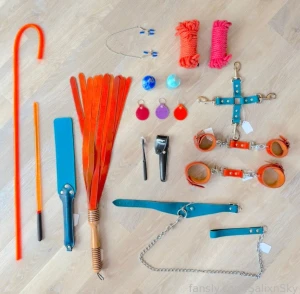 Feeling cute hogtied in this blue amp orange set part 3