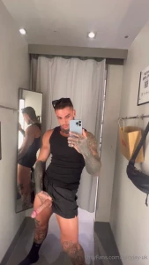 I was so horny so jerked off and cum on the mirror in the changing