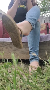 Video become entranced by my dangling flip flop and ignore my field