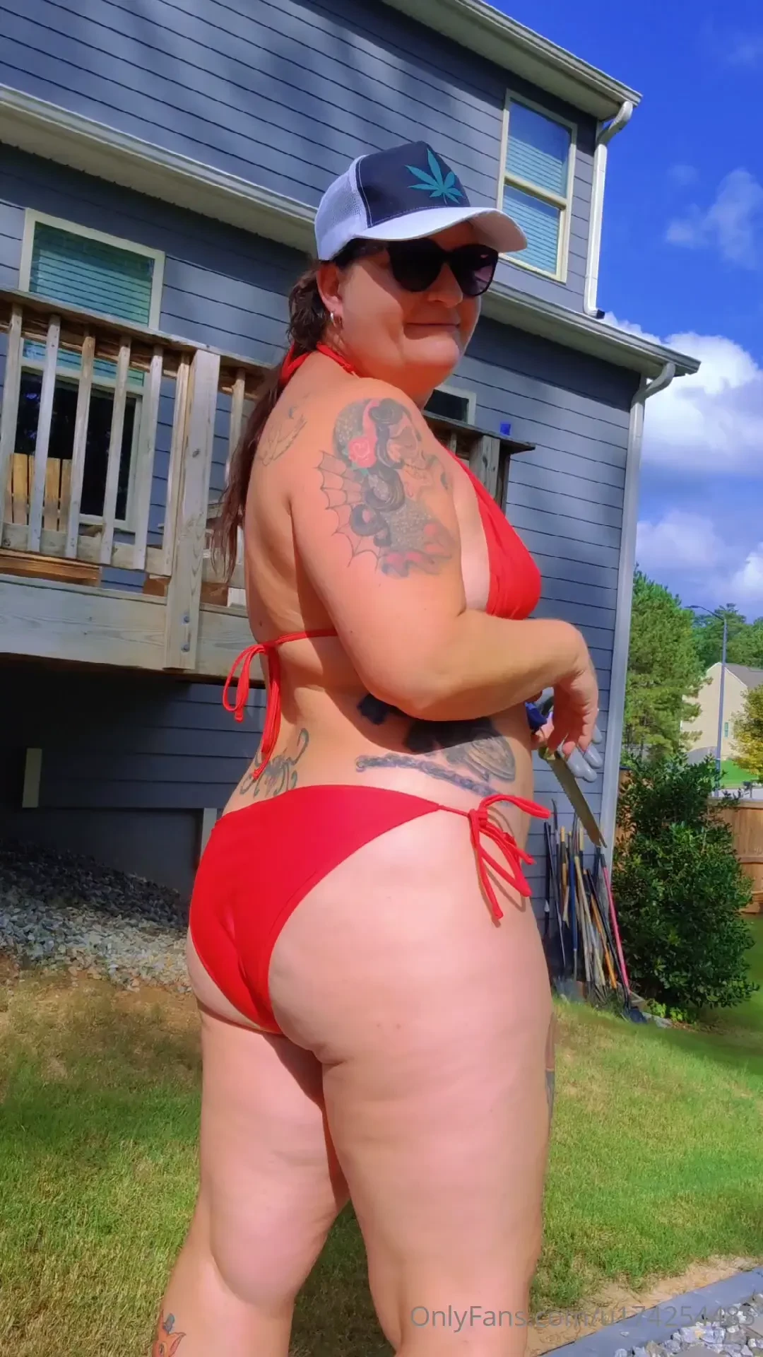 Join me while i fix my pool walkway in a bikini i m not just thick i m 